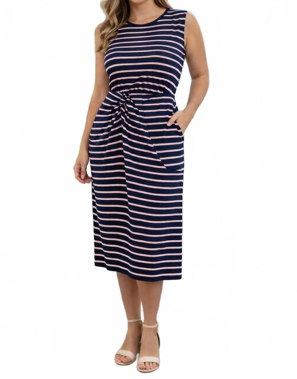 NEW SKIES ARE BLUE dockside stripe midi dress in navy